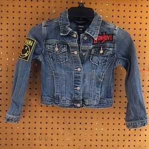 Kids custom gap rock band denim jacket band jean jacket The Beatles Bon Jovi